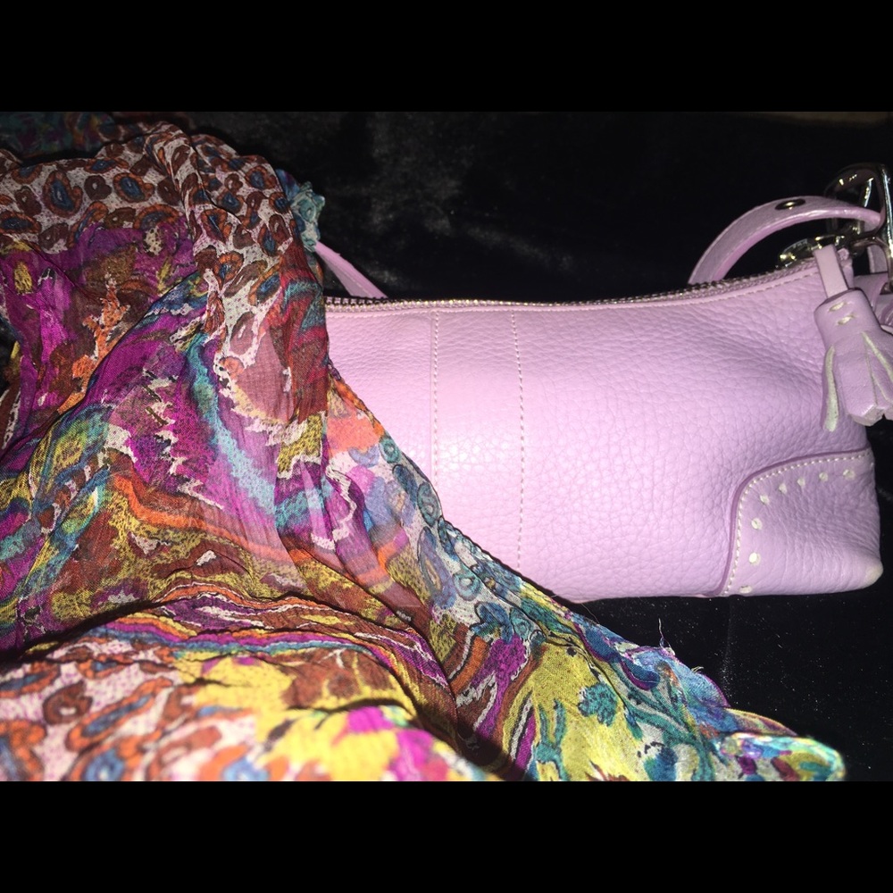 Pink/lilac Coach pebbled leather hobo handbag